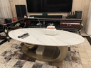 语卡 岩板茶几现代简约意式极简客厅家用小户型轻奢不锈钢椭圆形茶几 钛金框架-雪花白亮光岩板 1.2X0.7米茶几 实拍图
