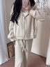 韩璐娇（hanlujiao）卫衣女2026春秋穿搭女套装新款韩系休闲运动服洋气连帽开衫两件套 糯米白 XL 【建议115-130斤】 实拍图