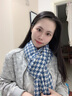 浩冠 围巾女秋冬季保暖针织学生围脖披肩韩版毛线流苏撞色千鸟格围巾 千鸟格蓝色 实拍图