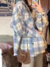 PMOG蓝色格子衬衫女vintage设计小众夏薄款长袖宽松小个子外套 ASL蓝色/【夏季可穿】薄款 M 适合86-105斤 实拍图