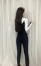 AQUAPLAY长袖泳衣女保守显瘦分体海边防晒游泳衣女士运动浮潜 黑白连帽拉链外套 M (96-110斤) 实拍图