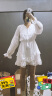 西遇收腰灯笼袖A摆连衣裙女2024春季新款显高氛围感蕾丝拼接裙子 白色 （预售5月10日） M 晒单实拍图