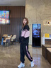 WASSUP JOYZON春秋新款品牌运动套装女宽松大码加绒学生青年休闲跑步服两件套潮 粉蓝色（春秋款两件套） 2XL（建议150-165斤） 实拍图