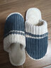 惠夫人冬季棉拖鞋女士厚底简约半包居家室内防滑情侣地板软底棉鞋 贝壳拖 蓝色 44-45 【适合43-44码穿】 实拍图