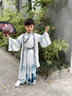 安妮优儿男童唐装汉服夏装男孩中国风春秋2025新款儿童古装夏季国学演出服 浅灰色 110 实拍图
