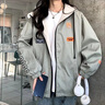 秦末风衣外套女春秋款韩版宽松慵懒风中长款连帽开衫夹克秋冬季女装潮 杏色（春秋款） M 建议 80-120斤 实拍图