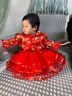 诚心城裕婴儿春夏秋装唐装新款公主裙连衣裙洋气红生日背心宝宝周岁礼服  3525红金色披肩连衣裙+鞋袜发带 XL 实拍图