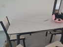 上林春天 亮光岩板餐桌椅组合 现代轻奢可伸缩吃饭折叠方桌中小户型洽谈桌 抗菌雪山白丨205木椅丨黑色框架 1.4米 餐桌+4椅 实拍图
