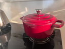 凌丰（LINKFAIR）珐琅锅铸铁搪瓷汤锅不粘锅炖锅煲汤养生锅焖锅燃气炉电磁炉适用 果酱红 22cm 3.6L 实拍图