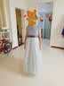 小咔衣浓儿童礼服公主裙花童婚纱小女孩生日主持人高端女童钢琴演出服夏季 灰色长款无袖01-C2 170 实拍图