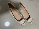 百丽（Belle）方扣高跟鞋女商场同款羊皮细跟单鞋Z2N2DCQ3 米白 35 (225mm) 实拍图