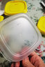 茶花保鲜盒食品级冰箱专用饭盒水果收纳盒子塑料冷冻带盖小密封盒 方形 460mL黄色【一组3个装】 实拍图