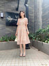 香影碎花连衣裙女2026夏装新款超仙淑女裙收腰泡泡袖v领雪纺裙子 桔色 S 实拍图