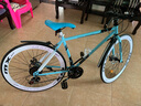 ICOLOUR变速死飞山地自行车男弯把单车公路车赛车实心胎双碟刹成人女中学 不减震-蓝白黑24速60刀 实拍图