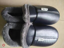 始丰棉拖鞋男冬季时尚PU皮革包跟居家用室内保暖防滑厚底情侣棉拖鞋 藏青 42-43(适合平时41-42码穿) 实拍图