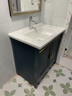 溪涧亭新款太空铝落地柜卫生间洗手盆洗脸盆柜组合陶瓷洗漱台阳台一体盆 轻奢蓝(洗手盆)落地柜70CM 包含五金(不含镜子) 实拍图