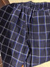 浪莎男士睡裤男短裤纯棉夏季薄款宽松大码格纹休闲五分裤外穿沙滩短裤 丈青中格 XL 实拍图