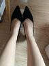 7or9 黑茶 黑色单鞋舒适职业细跟5cm百搭尖头空气棉高跟鞋送女友礼物 黑茶（宽楦版） 配饰需要另外购买 35 实拍图