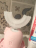 usmile笑容加 儿童电动牙刷U型刷 1-3岁宝宝口含式软毛牙刷 防蛀刷头 小恐龙浅桃粉 儿童礼物 实拍图