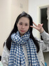 浩冠 围巾女秋冬季保暖针织学生围脖披肩韩版毛线流苏撞色千鸟格围巾 千鸟格蓝色 实拍图