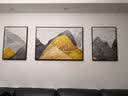 轩棠树 客厅装饰画新中式沙发背景墙壁画现代简约三联画轻奢餐厅墙画靠山招财风水书房晶瓷挂画 意向山水B款 中组合（左右50*70中70*100）布艺画 实拍图