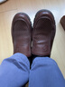 老人头男鞋夏季新款商务休闲皮鞋男镂空真皮透气皮凉鞋套脚爸爸鞋特大码 棕色 43 实拍图