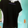 艾路丝婷T恤女新款夏季女装上衣女士短袖V领体恤打底衫 黑色 170/92A/XL 实拍图