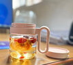 乐扣乐扣早餐杯耐热玻璃杯带把手水杯大容量儿童牛奶杯燕麦杯便携杯子带盖带勺子 淡粉色【580ML】 实拍图
