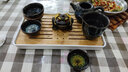 建盏功夫茶具套装家用窑变天目釉茶杯茶壶茶盘陶瓷钧窑沙金泡茶器 10头（沙金/美人壶）+长方（条纹）密胺/白 实拍图