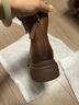 百丽（Belle）舒适瘦瘦休闲靴女2025冬新款商场同款羊皮复古靴B7E1DDD5 棕色-薄绒 38 (240mm) 实拍图