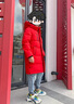 雪中飞【蓄热】童装儿童羽绒服男童女童纯色中大童拼接羽绒服红色160cm 实拍图