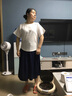 苏彩尼棉麻连衣裙女装2025年夏季新款小个子时尚休闲收腰显瘦中长款裙子 上白下藏青 L （建议108-117斤） 实拍图