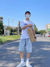 POUM牛仔短裤子男夏季款休闲松紧宽松沙滩直筒五分裤美式复古潮流裤 QZXS-N49浅蓝色 XL 【建议135-150斤】 实拍图