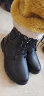 戈耐真皮靴男士马丁靴男靴子男高帮皮鞋男鞋冬季加绒高筒保暖棉鞋子男 黑色【内增高】羊毛混绒 42 码（260mm） 实拍图