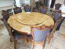 榕玉 乌金木高端欧式别墅家具饭桌天然大理石圆餐桌椅组合 乌金木别墅款实木餐桌 实拍图