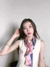 【明星同款】高级感丝巾女春秋知性护脖子领巾护颈百搭气质 蓝黄链条 14*150CM 实拍图
