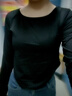 妙奕嘉长袖t恤女士白色黑色打底衫女可外穿秋装新款2025年上衣正肩秋衣 纯色U领弧摆打底衫【黑色】 XL 【建议115-130斤】 实拍图