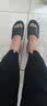 百林猴拖鞋女夏夏季外穿真软皮高跟韩版时尚一字拖坡跟女生百搭凉拖鞋 黑色 34 实拍图