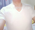 三枪（THREEGUN）纯棉短袖男T恤新疆棉罗纹弹力内衣男士V领休闲运动打底【2件装】 V领（白+黑） L 170/90 实拍图