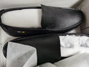 强人商务休闲男鞋通勤皮鞋头层牛皮一脚蹬驾车鞋 JDA351049 黑色 44码 实拍图