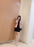 简蜓小西装女棉麻夏季新款韩版休闲外套女七分袖短款亚麻小个子西服 中袖粉色小西装 S（建议：80-90斤） 实拍图