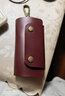 LAXS钥匙包男士多功能大容量汽车锁匙包大容量复古文艺腰挂二层牛皮 酒红 实拍图