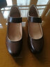 红蜻蜓女鞋 中老年浅口真皮皮鞋女中粗跟防滑妈妈鞋单鞋 棕色 35 实拍图