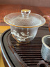 容山堂华璃 镶锡玻璃盖碗茶杯 耐热加厚三才茶碗大号泡茶功夫茶具 镶锡锤纹玻璃三才盖碗-梅花 实拍图