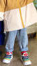 卡特兔毛毛虫童鞋儿童学步鞋软底防滑新年红棉鞋1-3岁女童婴儿鞋男童鞋 米白蓝-皮面 24 内长14.5cm  脚长13.6-14.2 实拍图