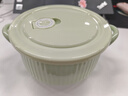 川岛屋（KAWASIMAYA） 陶瓷碗上班族可微波炉加热专用饭碗带盖圆型保鲜碗便当盒 7.4英寸双耳保鲜碗(奶绿) 实拍图