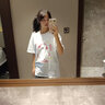 索菲堡 纯棉白灰色甜酷风音乐小狗印花T恤女百搭宽松时尚insT恤衫潮 白灰色 2XL 实拍图