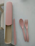喜得润可定制小麦筷叉勺便携餐具套装筷勺叉汤匙便携旅行学生儿童套装 加厚款北欧粉 3件套 实拍图