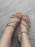ZHR凉鞋女闪耀水钻罗马风女鞋细带百搭名族风显瘦坡跟鞋女舒适外穿鞋子女 AW55 凉鞋 米色 40 实拍图