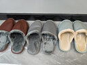 哲烨牛皮面防水秋冬季家用棉拖鞋女士室内缝制厚底情侣带绒居家保暖男 薄荷绿 36-37 (260mm) 实拍图